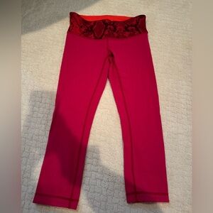 Reddish pink Yoga Pants with Snake Print Waistband